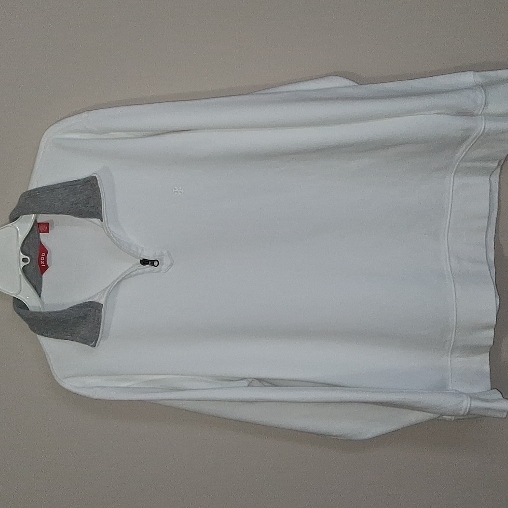 IZOD Mens White and Gray Quarter-Zip Pullover